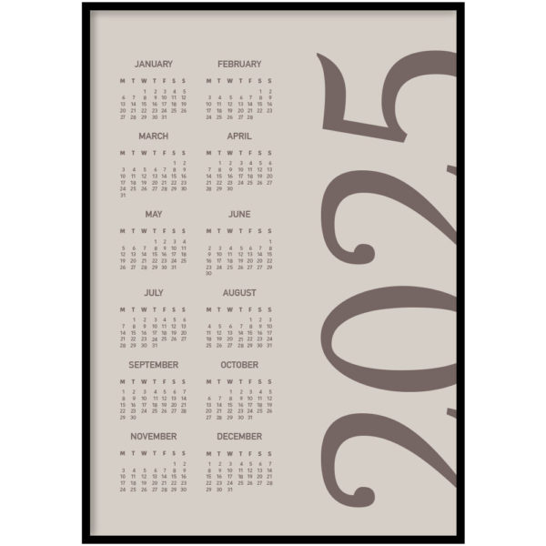 Calendar 2025 brown