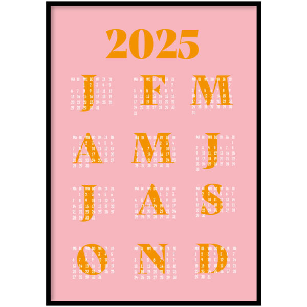 Jaarkalender 2025 roze