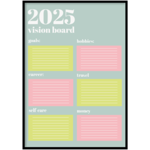 2025 vision board blauw