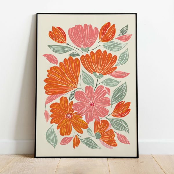 Poster - Orange flowers - Afbeelding 2