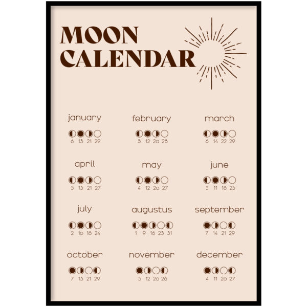 Poster - Moon calender pink