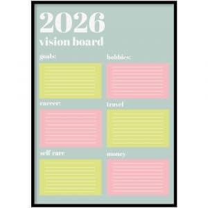 Poster - 2026 vision board blauw