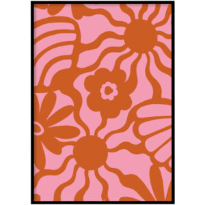 Poster - Bloemen patroon oranje