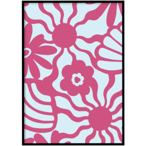 Poster - Bloemen patroon blauw