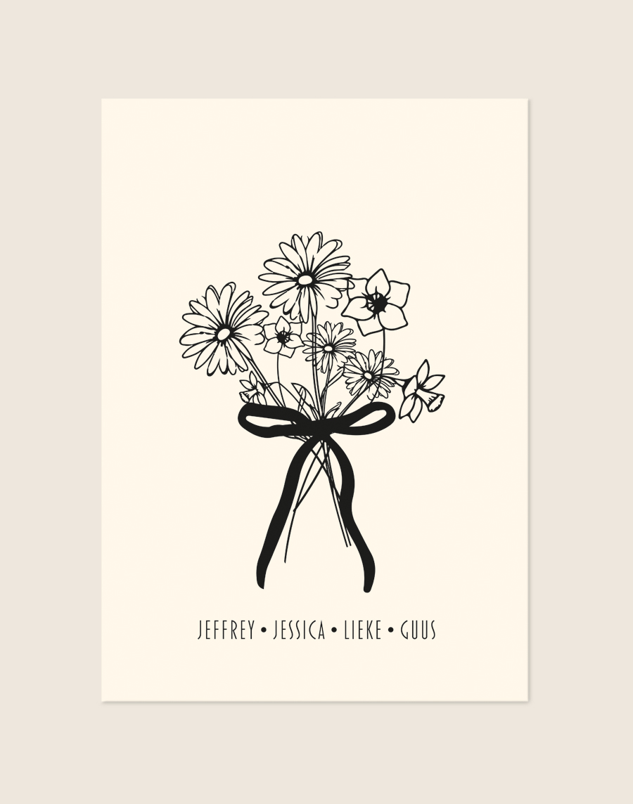 Poster - Bosje geboortebloemen beige - Afbeelding 3