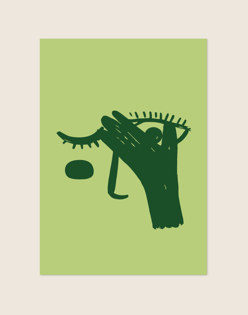 Stijlvolle groene typografische poster met de tekst Niet Kijken, sfeervol opgehangen aan een neutrale muur in een modern en fris toilet of badkamer.